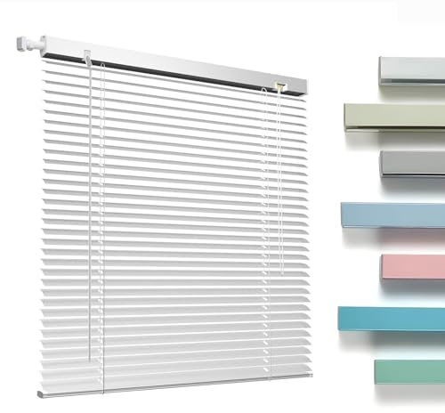 Veneziane da Interno/Esterno Senza Forare, 25mm Lamelle Tende Veneziana in Alluminio, Tende su Misura Orizzontali, Tapparelle per Finestre Privacy Oscurante per Ufficio Casa(Silver)