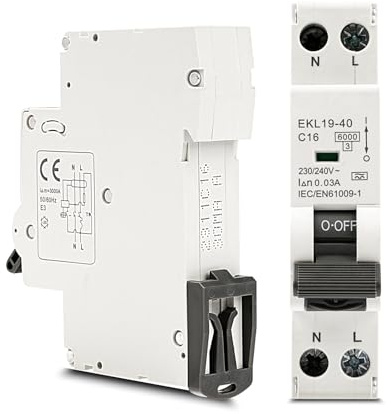 Jadeshay Interruttore Magnetotermico Differenziale 30mA Interruttore RCBO 1 Modulo con Protezione da Sovracorrente 18mm Compatto 1P+N 16A 230V Interruttore Differenziale Tipo A per Uso Domestico