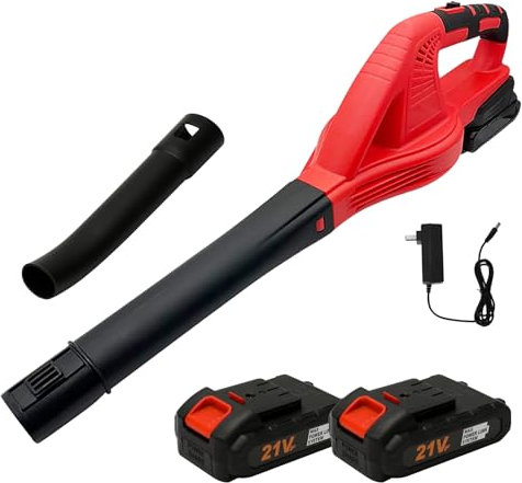 Soffiatore di Foglie 21V, Soffiatore a Foglie con 2× 3,0Ah Batteria, 800W, 2 Modalità di Velocità, Soffiatore Batteria San Filo 210 km/h, per Giardino, Spolverare e Soffiaggio di Neve