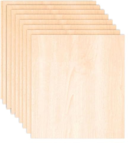 10Pcs Basswood Sheets for Crafts,Plywood Sheets with Smooth Surface for Laser Engraving and Cutting, Architectural Models, Staining(0.2x5x10cm)