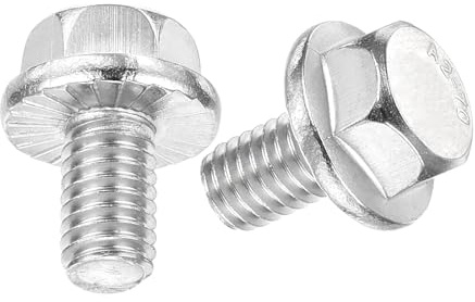 TA-VIGOR 5Pcs M6 x 10mm Hex Serrated Flange Bolts, 304 Stainless Steel Flanged Hex Head Screws for DIY, Machine Tools, Fastener Hardware Applications