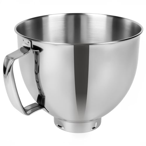 Stainless Steel Mixer Bowl for Kitchen aid 4.5-5Quart Stand Mixer, Compatible with Artisan KSM100, KSM103, KSM110, KSM150, RRK150, K45SS, KSM75, KSM90, KSM95, K45, 5KSM125, 5KSM150, 5KSM175, 5KSM7580