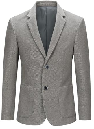 YOUTHUP kavaj herr ull jacka 2 knappar slim fit sportig kavaj vinter tweed blazer, GRÅ, M