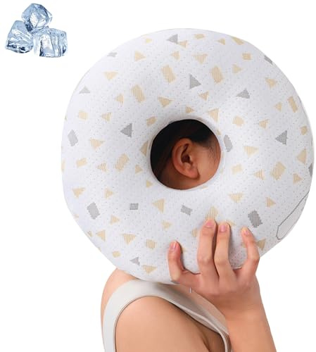 Cuscino Piercing Con Foro per l'orecchio Contro, Cuscino a Ciambella, Sollievo Dal Dolore All’orecchio, Cuscinos Con Foro Per Orecchio, per Alleviare il Dolore alle Orecchie, Grigio Bianco