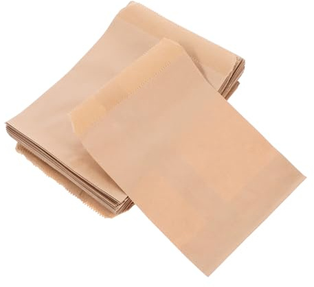 ERINGOGO 100pcs Mini Grease Resistant Paper Food Bags Original Color, Biodegradable Snack and Takeout Treat Paper Bags 13x18cm for Fried Food, Cookies, Hot Dogs, and French Fries Packaging