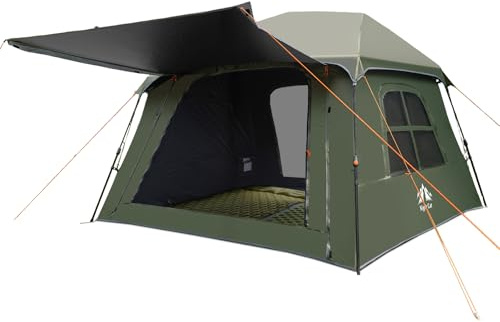 Night Cat Wurfzelt 4 Personen Wasserdicht: Blackout Pop Up Zelt mit Vorzelt für Camping Outdoor Festival