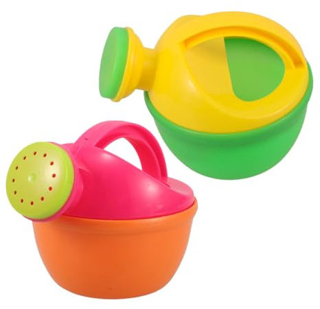 TOGEVAL 2 Piezas Regadera Pequeña para Regadera de Plástico Duradera con Asas para Jardín Playa y Juguetes Acuáticos Infantiles Colores Verde y Rosa para Baño Aire