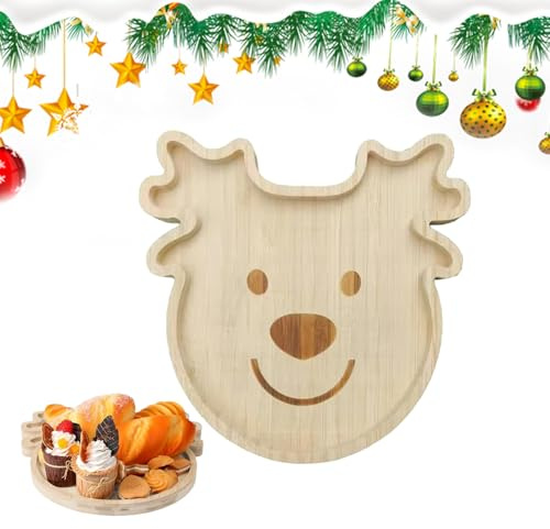 Gcerfby Planche à charcuterie de Noël – Assiette de service en bois de Père Noël pour charcuterie de cuisine, centre de table pour viande, fruits, pain, casse-croûte, apéritifs