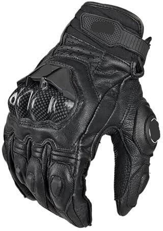 Guantes de cuero for hombre, guantes motociclista, protección for carreras, equipo for motociclistas(Fygn Black,XL)