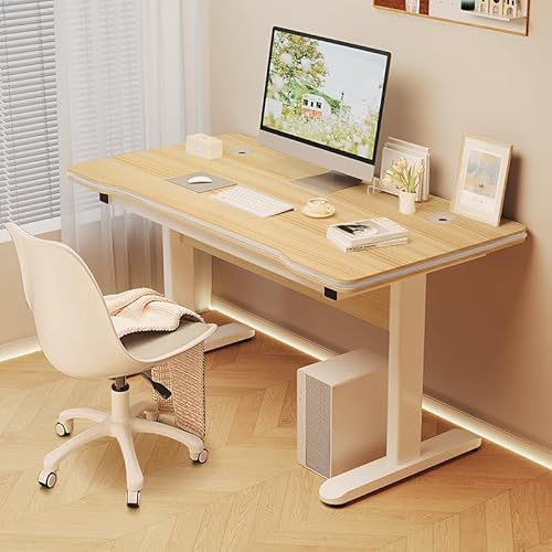 HDHNBA Escritorio Moderno para Gaming con Soporte en Forma de T, Mesa de Computadora y Estudio para Oficina en Casa, Escritorios para con Acabado de Madera