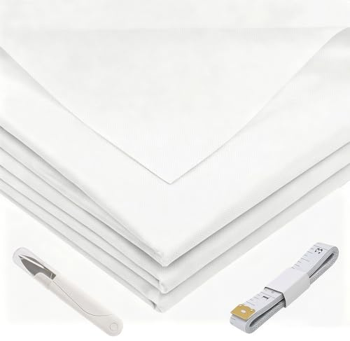 100 x 600 cm Bügelvlies Stoff, 60 g/m² Weiß Bügeleinlage, Aufbügelbares Vlies mittlerer Stärke zum Verstärken von Stoffen für Nähhandwerk Basteln Heimwerken und Stickereien, mit Maßband und Schere