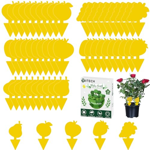 50 Pièges Anti Moucherons Interieur, Attrape Moucheron Plantes, Pièges à Insectes Jaune Collants pour intérieur et extérieur