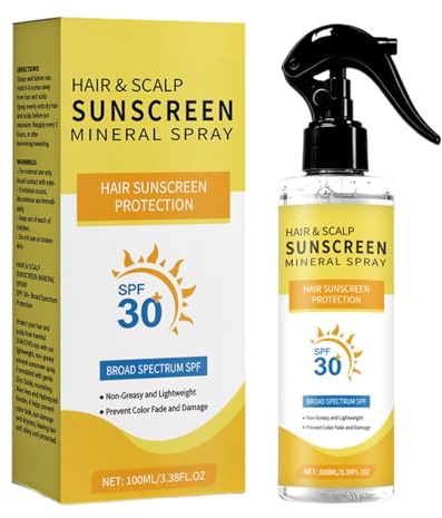 Hair & Scalp Sunscreen Spray, With Spf 30 Color-Safe Uv Blocker, 100ml, Beach & Pool Essen-Tials Spray, Sun Damage Prevention Hair Mist, Volumizing Uv Shield Mist, For Dyed/highlighted