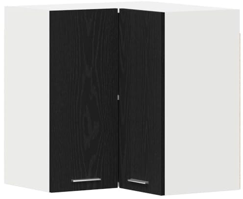 Roanoer Lyon Hängeschrank Schwarz Eichen-Optik - Moderner Küchen-Oberschrank aus Holzwerkstoff für Stauraum - Wandmontierter Wandschrank mit Regalboden, 57 x 57 x 60 cm