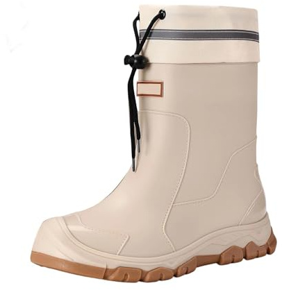 Generisch Y botas de lluvia de altura media, botas de goma impermeables para exteriores, diseño minimalista de molduras para senderismo y uso diario