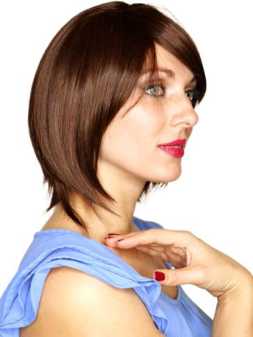 Prettyland Parrucca da donna liscia corta opaco naturale caschetto Bob per la vita di tutti i giorn Marrone di corta nero C339