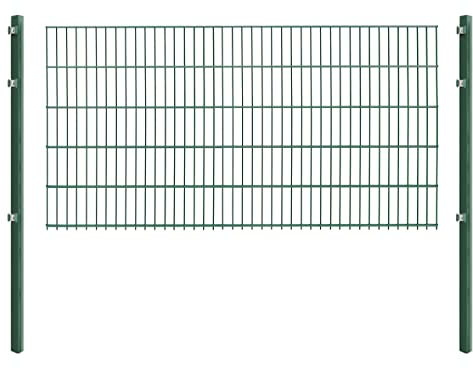 Doppelstabmattenzaun - Komplettset inkl. Pfosten und Montagematerial - Verschiedene Längen und Höhen – Grün oder Anthrazit (L 8 m | H 103 cm | Grün)