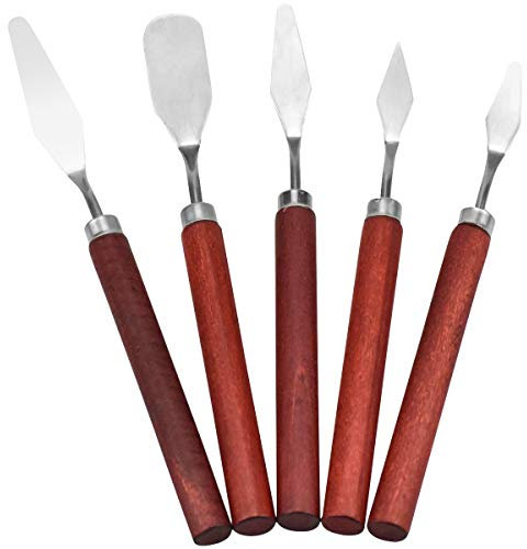 NATUCE 5PCS Pittura Spatola Raschietto, Coltelli Pittura, Spatole per Pittura ad Olio, Pittura Raschietto, Tavolozza Coltelli Palette Spatola Acciaio Inox Color Mixing per Olio, Tela Artisti Studenti