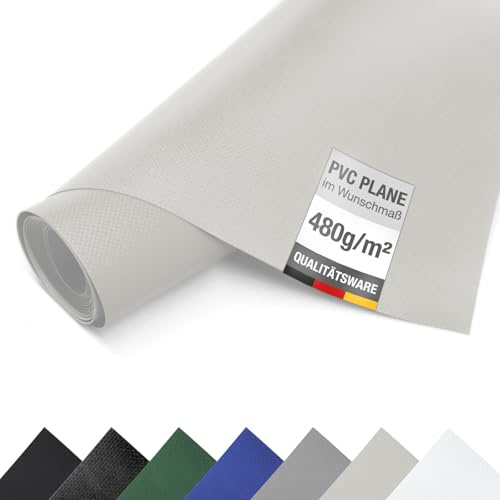 ANKO PLANEN telone per camion in PVC 480 g/m², metraggio senza occhielli – resistente allo strappo e impermeabile, telone industriale di protezione/copertura (3 m x 6 m, Grigio chiaro RAL7035)