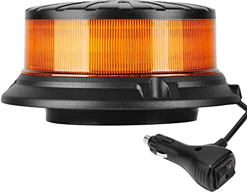 AGRISHOP 12V/24V LED Rundumleuchte Blitzleuchte Mit Magnetfuß, 36 LED 9-Modus Amber Blinkleuchte Orange Gelb, Bernsteine Warnleuchte, Auto Warnlicht ECER10R65 Für Gabelstapler Traktor