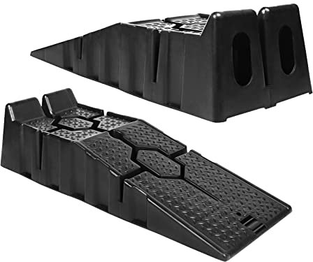 UISEBRT Rampas de acceso para coche, 2 unidades, 2,5 toneladas, carga de carga, rampa para coche, rampa de acceso de plástico, rampa para bordillos, color negro, 90 x 31 x 22,5 cm