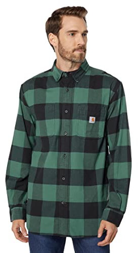 Carhartt Mens Midweight Flannel Long Sleeve Plaid Shirt