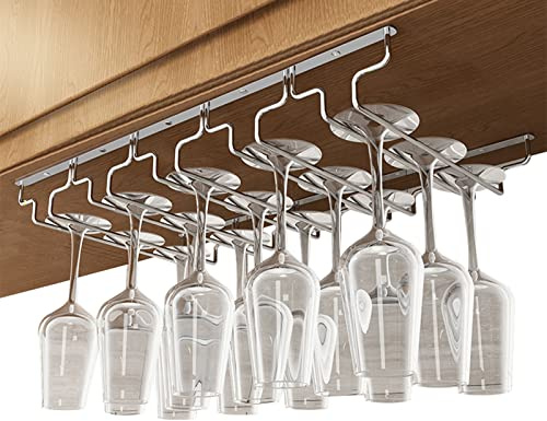 V3VOGUE Support À Verre Vin Inversé, Porte-Verres À Pied Suspendu avec 3/4/5/6/7/8 Rails, Wine Glass Holder, Porte-Verres Stemware pour Armoires À Vin, Bars, Cuisines (Row : 5Row, Size : Width: 28cm)