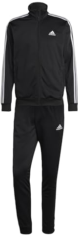 adidas Men's Sportswear Basic 3-stripes Tricot Track Suit, Black, Large