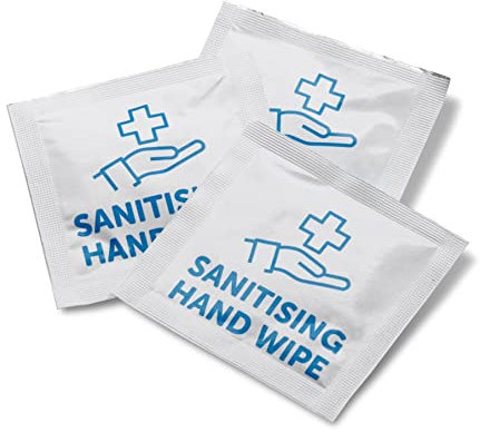 500 x Hand Sanitizing Wipes Individual Sachets Disinfectant Wipes- Antibacterial Hand Towel - Alcohol Free Wipes - Kills Germs- Ideal for Travel