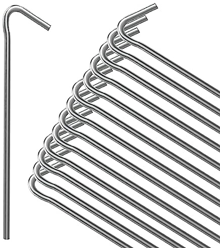 ANSIO® Tent Pegs Pack of 20 Galvanised Metal Pegs 4mm x 9 inch, Heavy Duty Camping Ground Pegs, Ideal for Camping,Hiking,Traveling,Beach and Outdoor