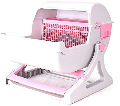 LYNSAY katzenklo selbstreinigend Einfache Halbautomatische Katzenklo Fach-Art Einfache Pet WC halbumschlossener Filter Katzentoilette 50x46x46cm zu reinigen (Color : A)