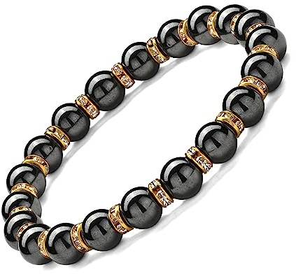 Apocalyptic-K Magnetarmband für Männer und Frauen mit Strasssteinen, 6/8/10MM, Antistatisch, Modeschmuck (Gold Strasssteinen,8MM)