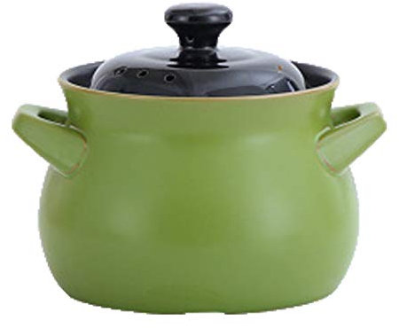 Olla de cocina de cerámica para estofado, cazuela de cerámica redonda, olla de barro antiadherente de primera calidad con tapa, olla para sopa con doble asa, 19 cm/3,8 L para cocina de inducción, cazu