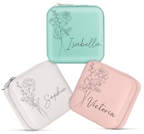 Chrifansi Joyero Personalizado Caja de Joyería Personalizada Estuche de Joyería de Cuero para Viaje Pequeños Regalos de Cumpleaños para Mujeres Regalos para Mamá de Hija Regalo del Día de la Madre