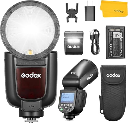 GODOX V1 Pro O V1Pro O Rundkopf Blitzgerät für Olympus Panasonic Kamerablitz, 2,4 GHz TTL 1/8000 HSS, 1,3 s Recyclingzeit, 500 Blitze bei voller Leistung, 2980mAh Li-Ionen-Akku