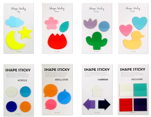Newplenty 780 Stück Haftstreifen Haftnotizen,8 Formen Transparente Sticky Notes Book Tabs Klebezettel Klein Index Tabs Haftmarker Page Marker Pastell Notizzettel Bücher Zubehör (780)