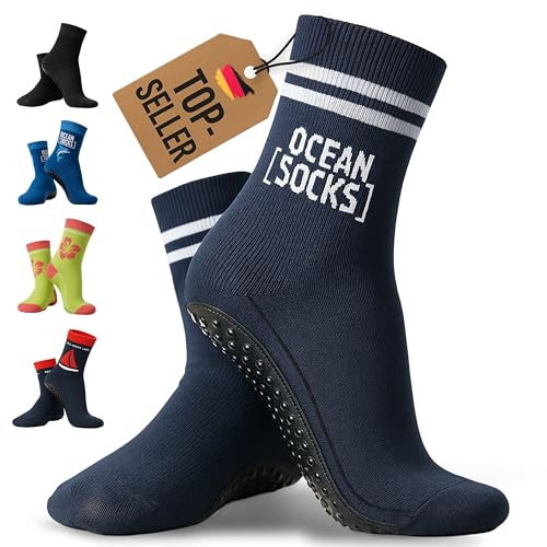 OceanSocks Strandstrumpor med sula och ficka – Badskor för barn, kvinnor och män – halkfria vattenskor för strand, båt, vatten, watt och hav