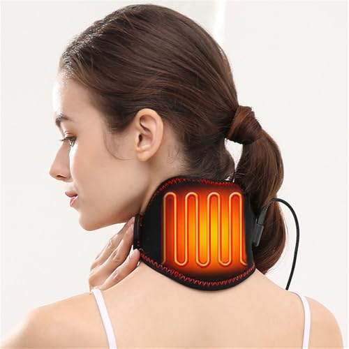 Calentador de cuello con apagado automático, 3 niveles de calor, calentamiento rápido, cojín para el cuello, calentable, para aliviar el dolor de cuello, color negro