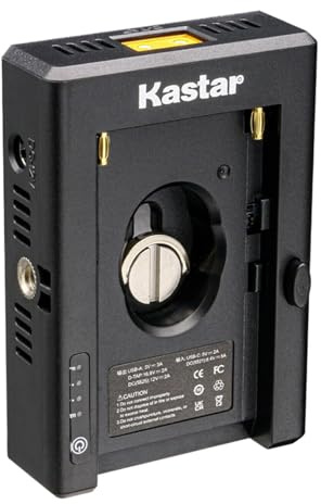 Kastar NP-F Batterie-Adapterplatte mit LED-Anzeigen, Eingang Typ-C 5 V 2 A, 8,4 V 5 A 5,5 x 2,1 mm, Ausgang 12 V 2 A 5,5 x 2,5 mm, 16,8 V 2 A Dtap, 5 V 3 A USB für NP-F-Serie, DSLR und spiegellose