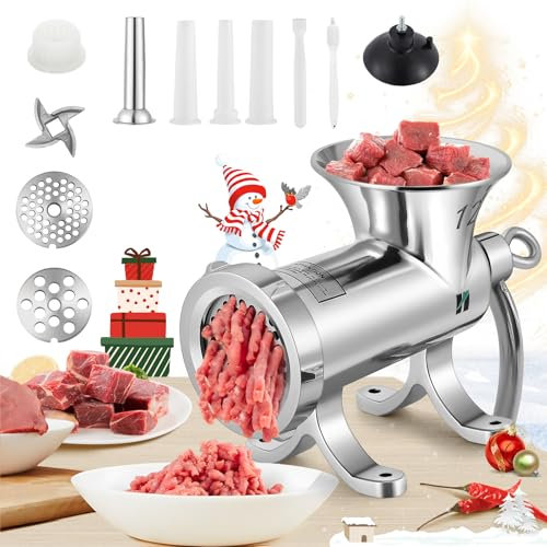 Huanyu Meat Grinder Heavy Duty Manual Meat Grinders for Home Use Food Grinder and Sausage Stuffer for Chicken,Beef,Chili