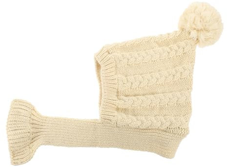 HANABASS Gestrickte Hundemütze Mit Schal Warm Gefüttert Aus Wolle Winter Haustierhut in Beige Strickmütze Für Kleine Und Mittlere Hunde