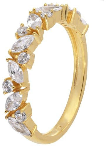 trendor Damenring Gelbgold 333 Zirkonia Ring elegantes Schmuckstück für Frauen, zauberhafte Geschenkidee und tolles Accessoire, 68374 Ringgröße 54/17,2