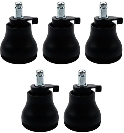 5PCS Bell Glides 2.5'' Overall Glide Height When Installed with On/Off Setting Replacement Office Chair Wheels- Chair Desk Swivel Caster to Fixed Stationary Castors for Hardwood Floors