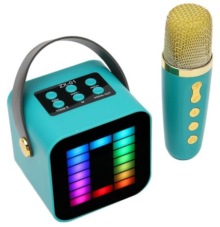 Mini Karaoke Machine Set,Portable RGB Pickup Light Speaker with Microphone for Ages 4, 5, 6, 7, 8, 9, 10, 11, 12+ Year Old (Green)