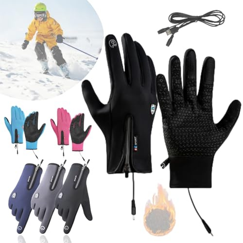 Knubbuf Hygosport Rechargeable Heated Electric Touchscreen Gloves, USB Heated Gloves Rechargeable, Hygosport Waterproof Gloves for Women and Men