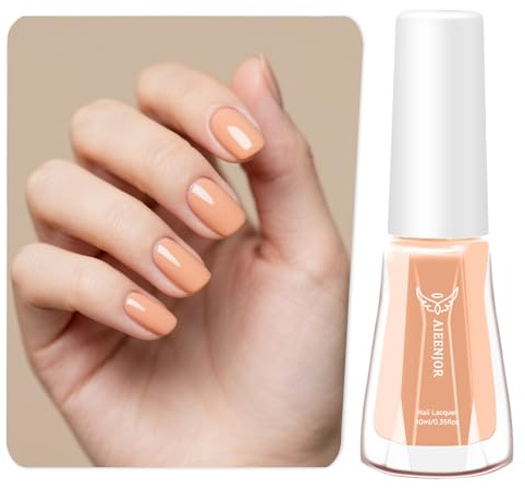 Aieenjor Nagellack Nude, 10ml Glänzend Schnelltrocknender Langanhaltender, Nagellack für DIY Nail Art Maniküre Beige