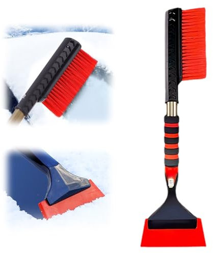 FUXNGZI Eiskratzer Auto, 2025 Neu Eiskratzer Auto mit Besen, Einstellbar Auto Eiskratzer, Scheibenkratzer Schneebesen Auto mit große Kante Borsten Ergonomischem Schaumstoffgriff (1PCS)