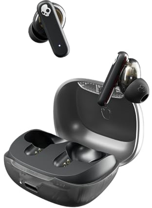 Skullcandy Smokin’ Buds Wireless Earbuds, Bluetooth Headphones, Noise Isolating Fit, Up to 20 Hours Battery, IPX4 Sweat and Water Resistant, Microphone for iPhone Android - Midnight Smoke
