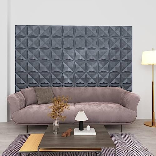 Xichuzi 3D-Wandpaneele 48 STK. 50x50 cm Origami Grau 12 m Deckenpaneele, Wall Panel, Wandverkleidung, Wandgestaltung, Wanddeko, Dekorative Wandpaneele - 150922