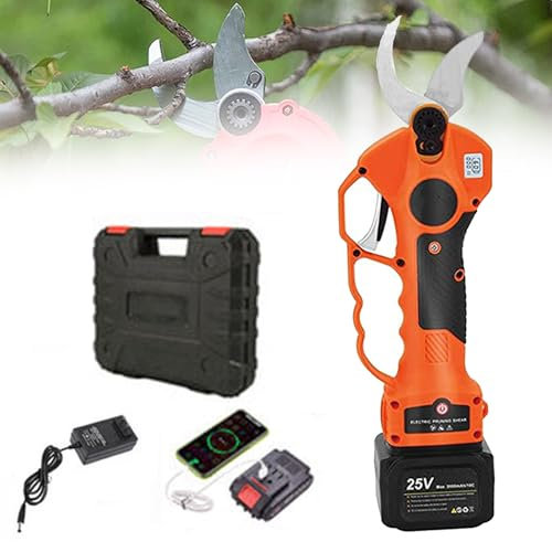 Tijeras De Podar EléCtricas De Mano Profesionales + BateríA 2 * 25V,DiáMetro De Rama De Corte 40 Mm,Tijeras EléCtricas De Mano + Estuche De Transporte,Para Ramas De áRboles,WithoutExtensionRod